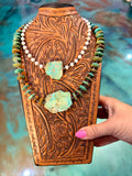 One Time Pieces – Pink Conch & Green Turquoise Necklaces