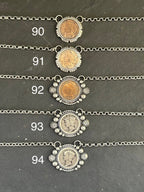 91 - Sterling Silver Indian Head Penny Hand-Filed Frame Fixed Chain Necklace by Jason Ogg