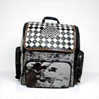Aces Checker Tooled & Cowhide Backpack 