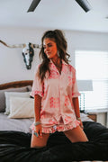 Pink Howdy Pajama Ruffle Shorts Set
