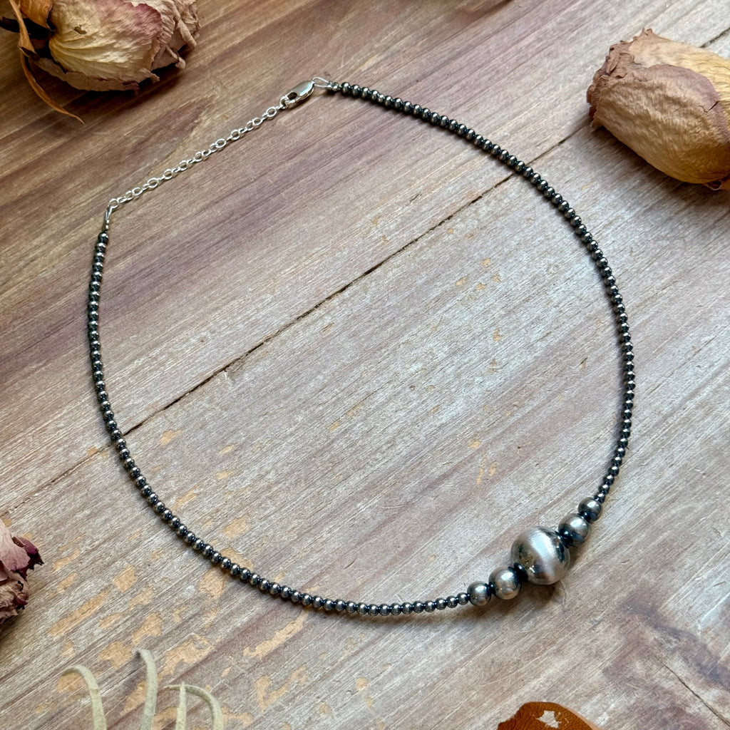 15-Inch 14mm Middle Sterling Silver Pearl Necklace
