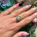 128 - Sterling Silver Sonoran Gold Turquoise Medicine Man Eye Stamped Stacking Ring by Jason Ogg