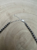 4mm & 5mm Sterling Pearl & Turquoise Choker — 15 inch (Handmade in North Texas)