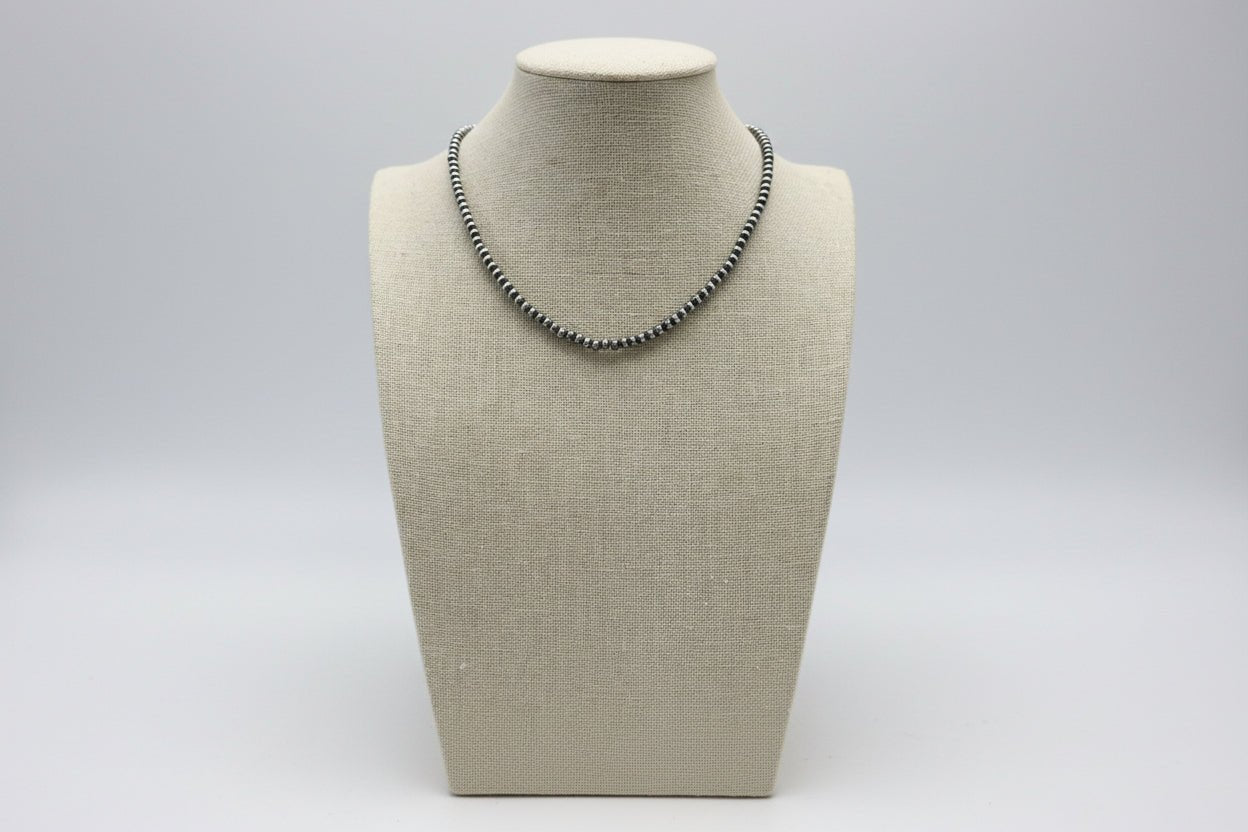 4mm Faux Pearl Western Necklace with Turquoise Pendant — 16 Inch with Extender
