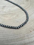 4mm Faux Pearl Western Necklace with Turquoise Pendant — 16 Inch with Extender