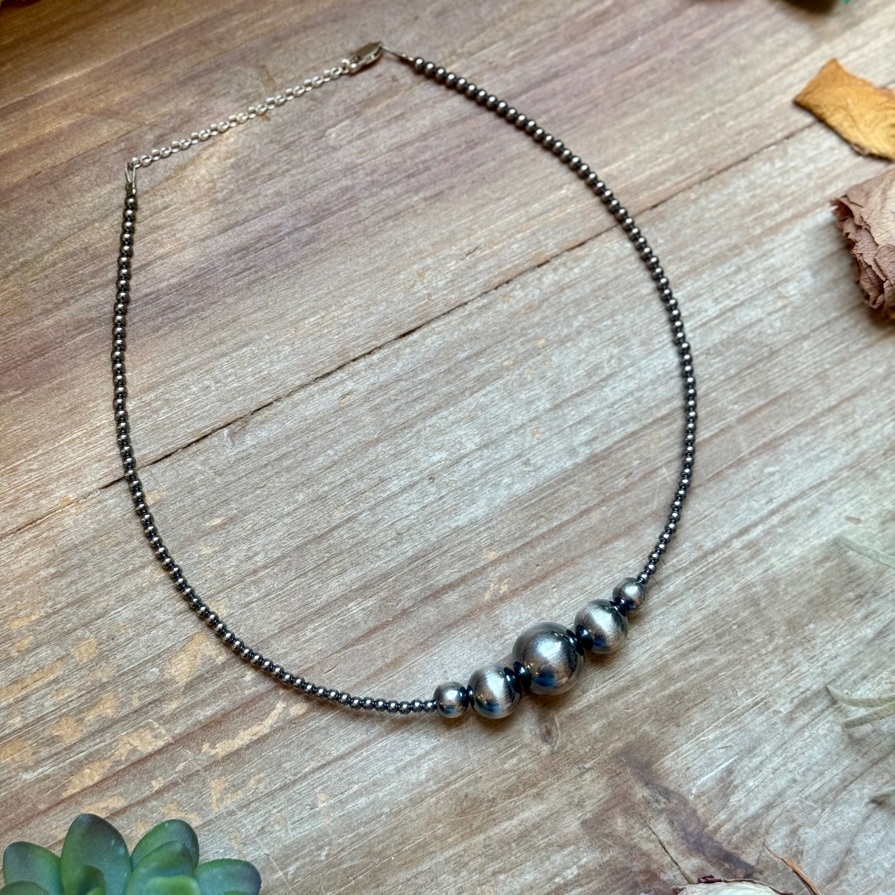 16mm Graduated Sterling Silver Pearl Necklace