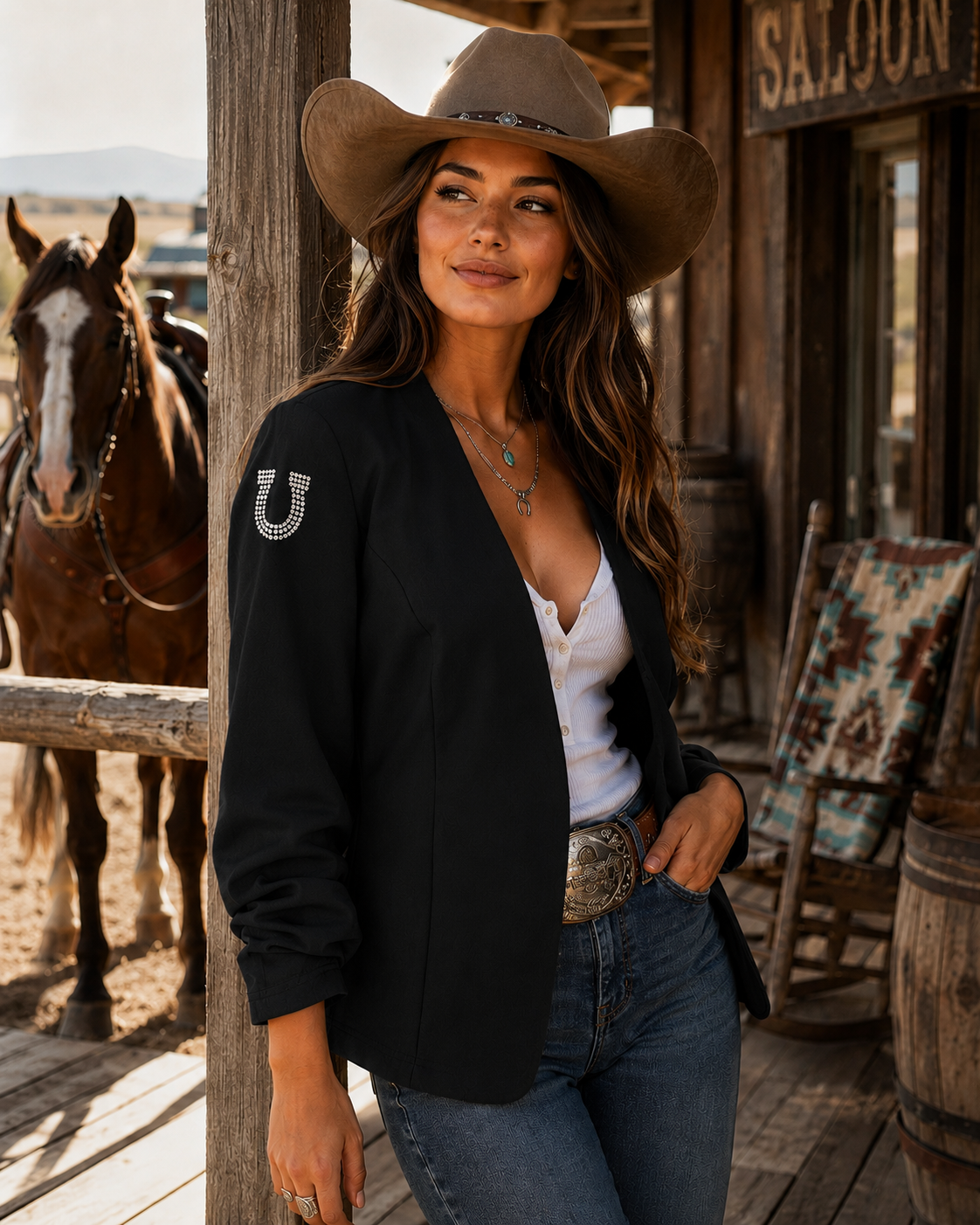 Rhinestone Horseshoes Blazer