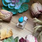 139 - Sterling Silver Royston Turquoise Medicine Man Eye Stamped Stacking Ring by Jason Ogg