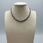 5mm Burnished Silver Pearl Choker & Earring Set — Western Adjustable Set