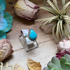 139 - Sterling Silver Royston Turquoise Medicine Man Eye Stamped Stacking Ring by Jason Ogg
