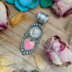 75 - Sterling Silver Pink Conch & Mercury Dime Pendant by Shay Pfeiffer