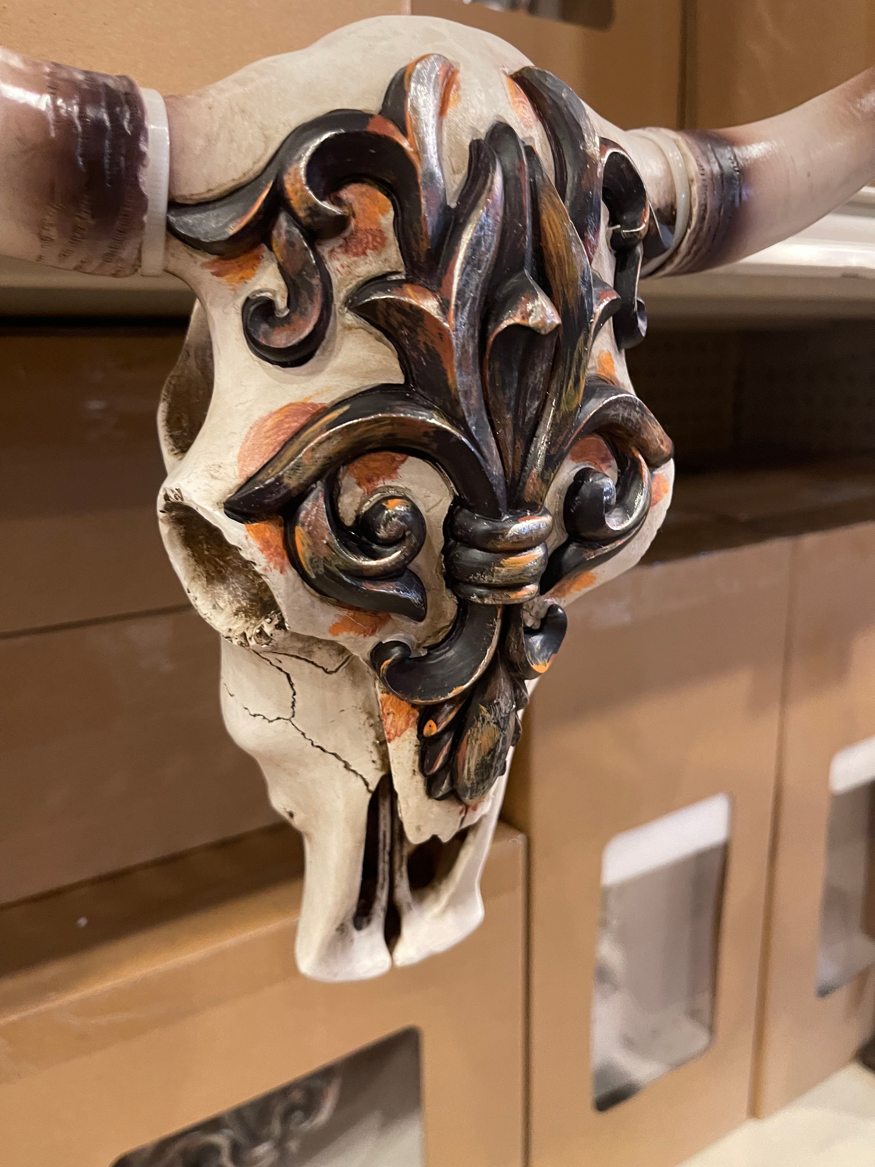 Fleur de Lys Cowskull Wall Decor