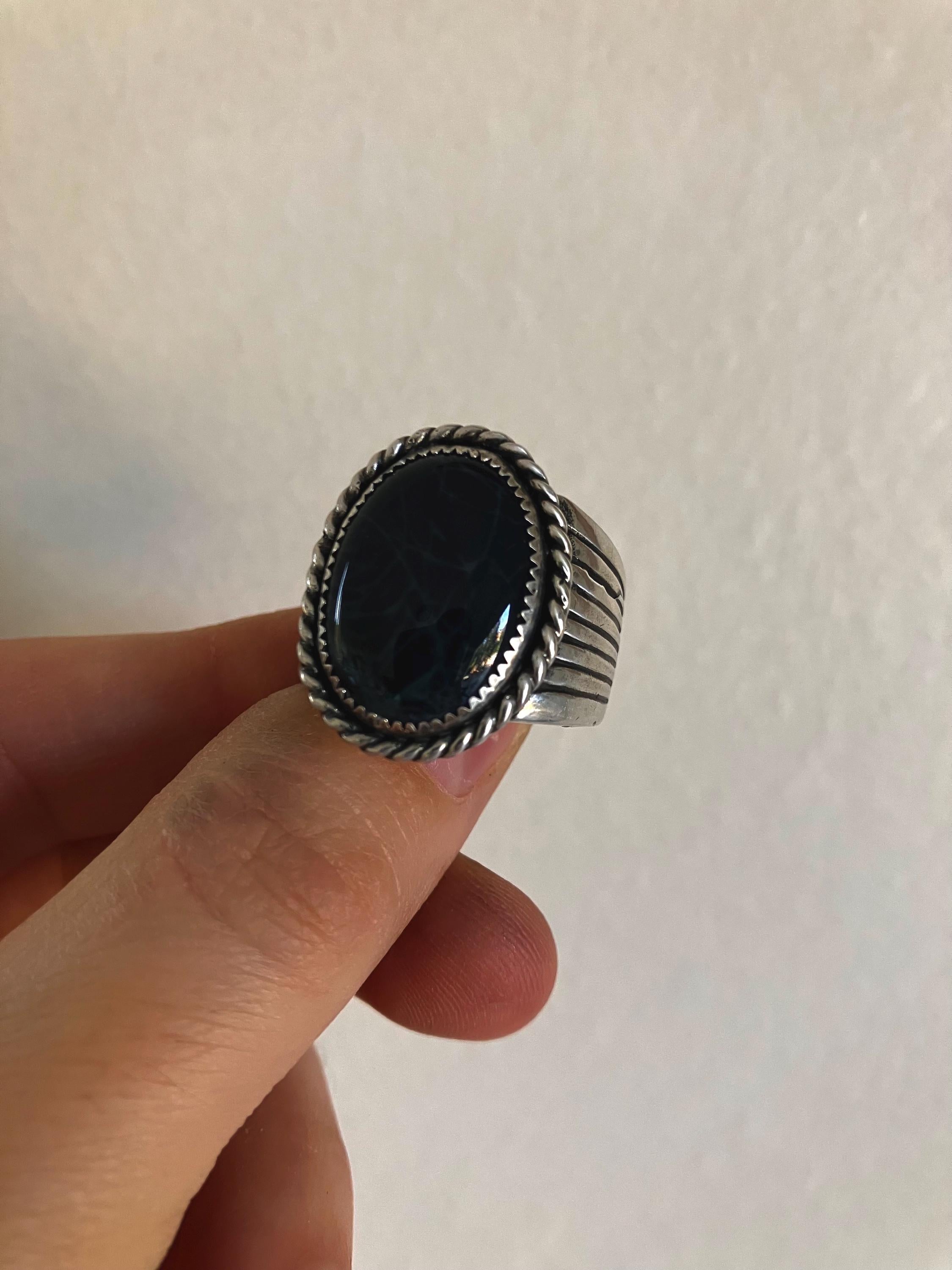 Size 10- Obsidian Sterling Silver Ring