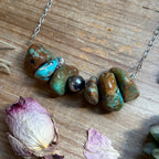 16” Chunky Turquoise Paperclip Necklace – Sterling Silver Center