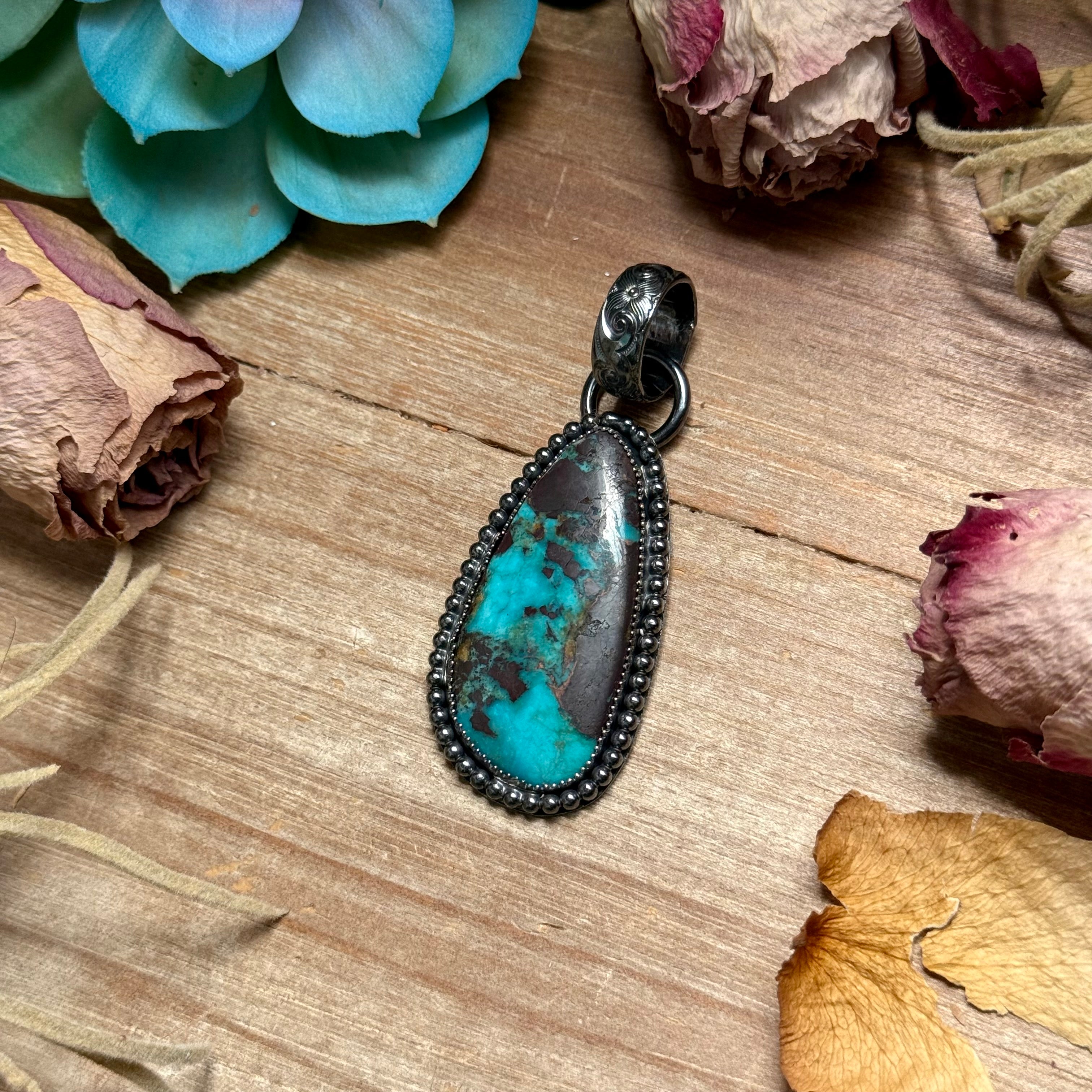 MJ Freeform Turquoise Pendant – Sterling Silver