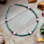 Color Pop Summer Necklace – Turquoise, Purple Spiny & Pink Conch 16"