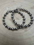 6mm & 3mm Sterling Pearl Hoop Earrings — 2 inch Drop