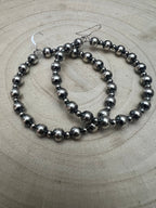 6mm & 3mm Sterling Pearl Hoop Earrings — 2 inch Drop