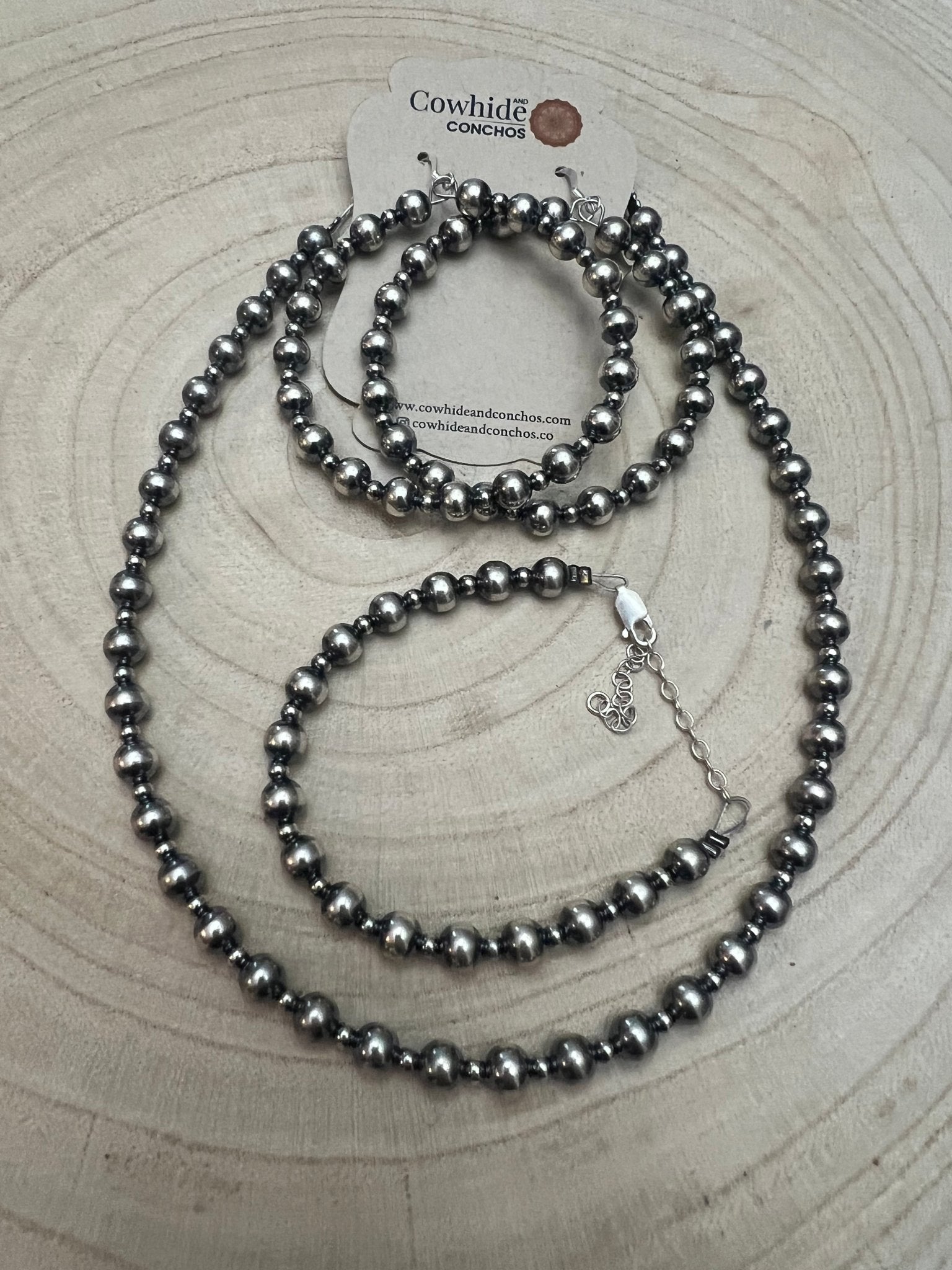 6mm & 3mm Sterling Pearl Hoop Earrings — 2 inch Drop