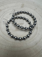 6mm & 3mm Sterling Pearl Hoop Earrings — 2 inch Drop