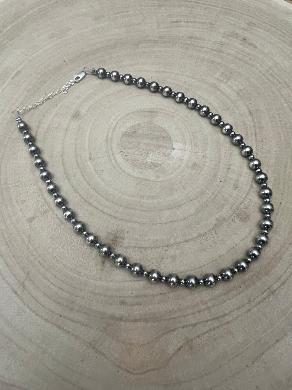 6mm & 3mm Sterling Pearl Choker — 14 inch