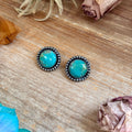 Round Turquoise Beaded Border Stud Earring