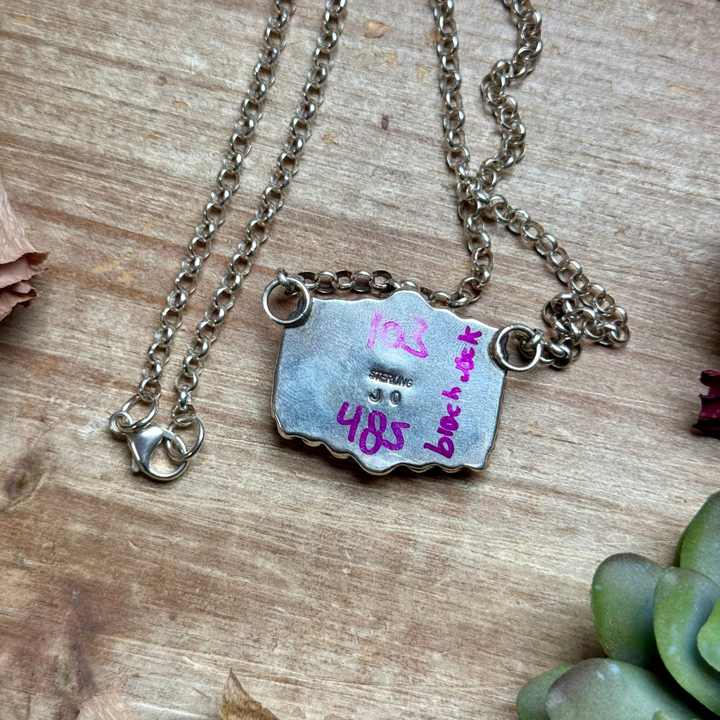 103 - Sterling Silver Blackjack Turquoise Bar Necklace by Jason Ogg