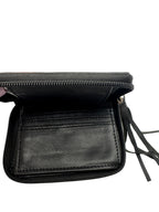 Leather Checkered Zip Wallet Keychain