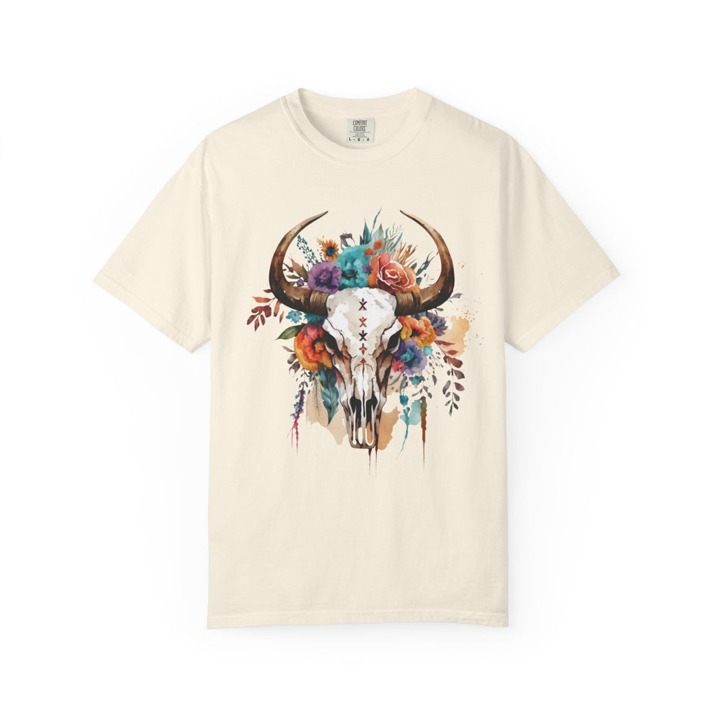 Floral Bull Skull T-Shirt — Boho Southwestern Graphic Tee