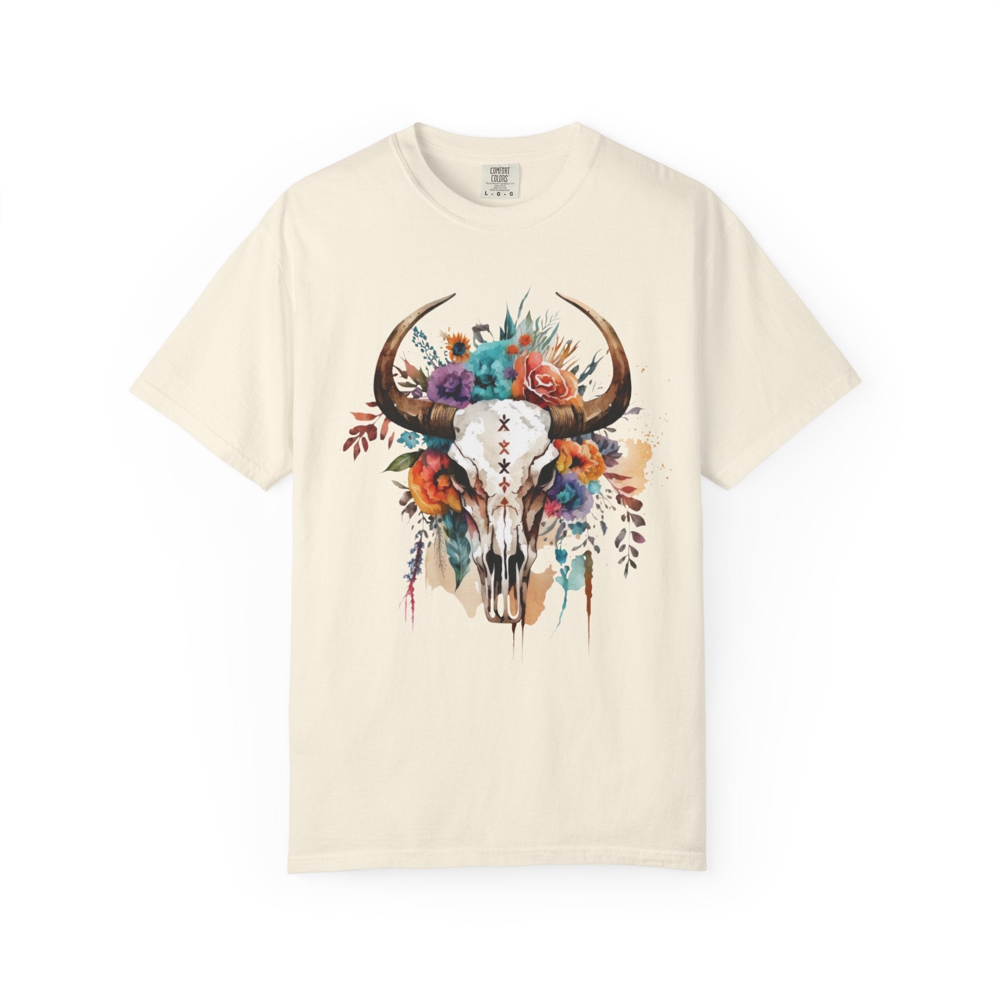 Floral Bull Skull T-Shirt — Boho Southwestern Graphic Tee