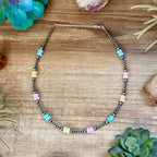 15-Inch Colorful Glass & Sterling Silver Pearl Necklace