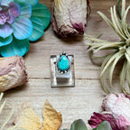 126 - Sterling Silver Tyrone Turquoise Medicine Man Eye Stamped Stacking Ring by Jason Ogg