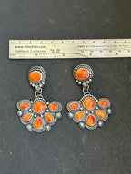 Sterling Silver Orange Spiny Oyster Half Cluster Dangle Earrings – Artist Shay Pfeiffer