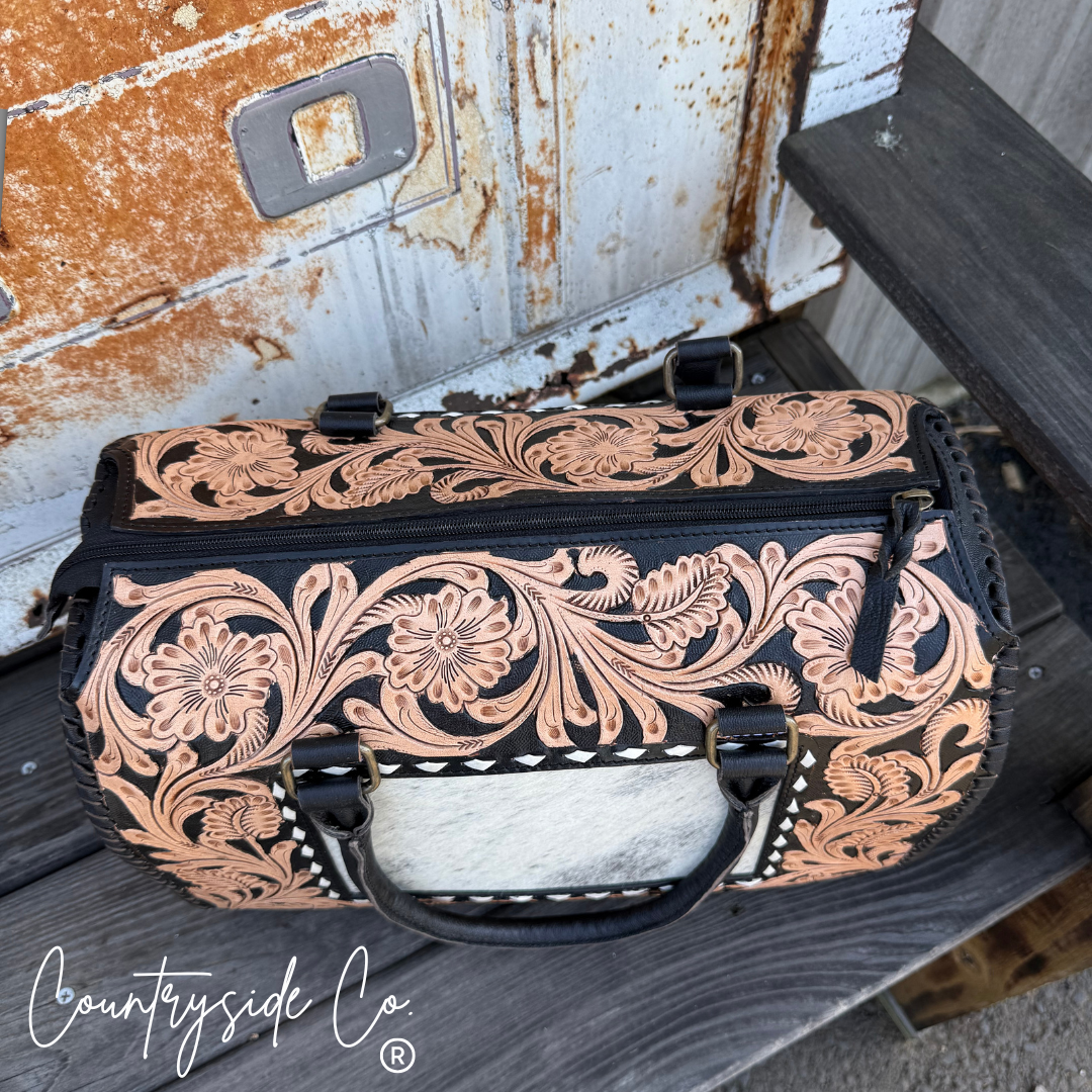 Tooled Leather Large Speedy Bag