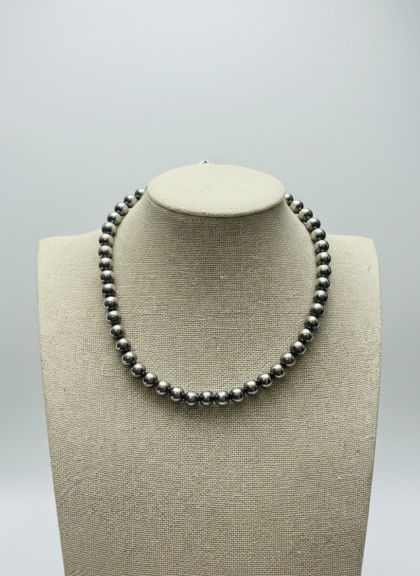 8mm Sterling Pearl Necklace — 14 inch