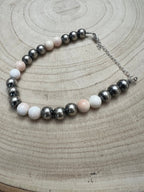 8mm Sterling Pearl Bracelet with Pink Conch — 6 inch