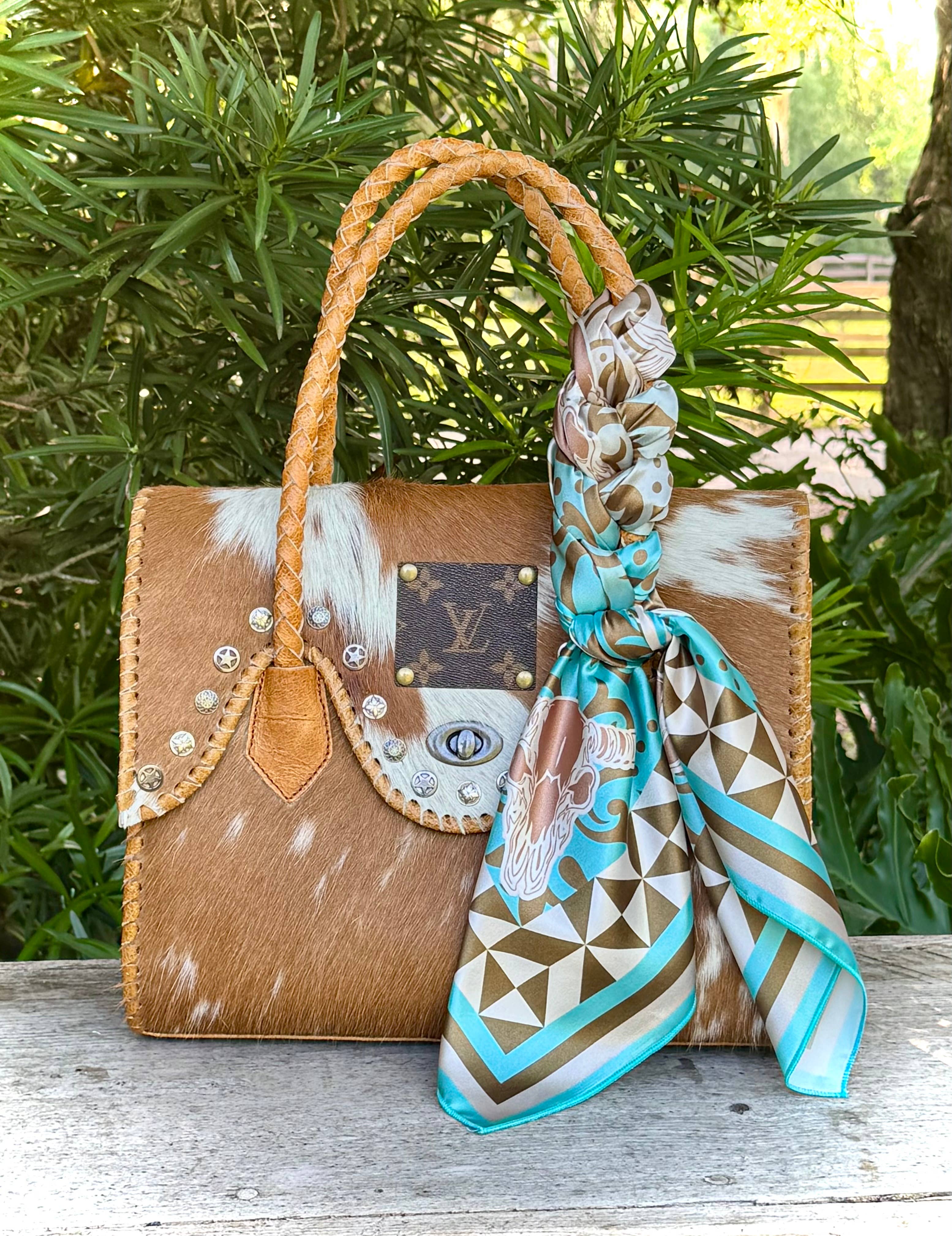 Upcycled LV Cowhide Leather Bougie Shoulder Crossbody Bag