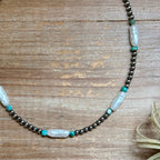 18-Inch Turquoise, White Freshwater Pearl Necklace