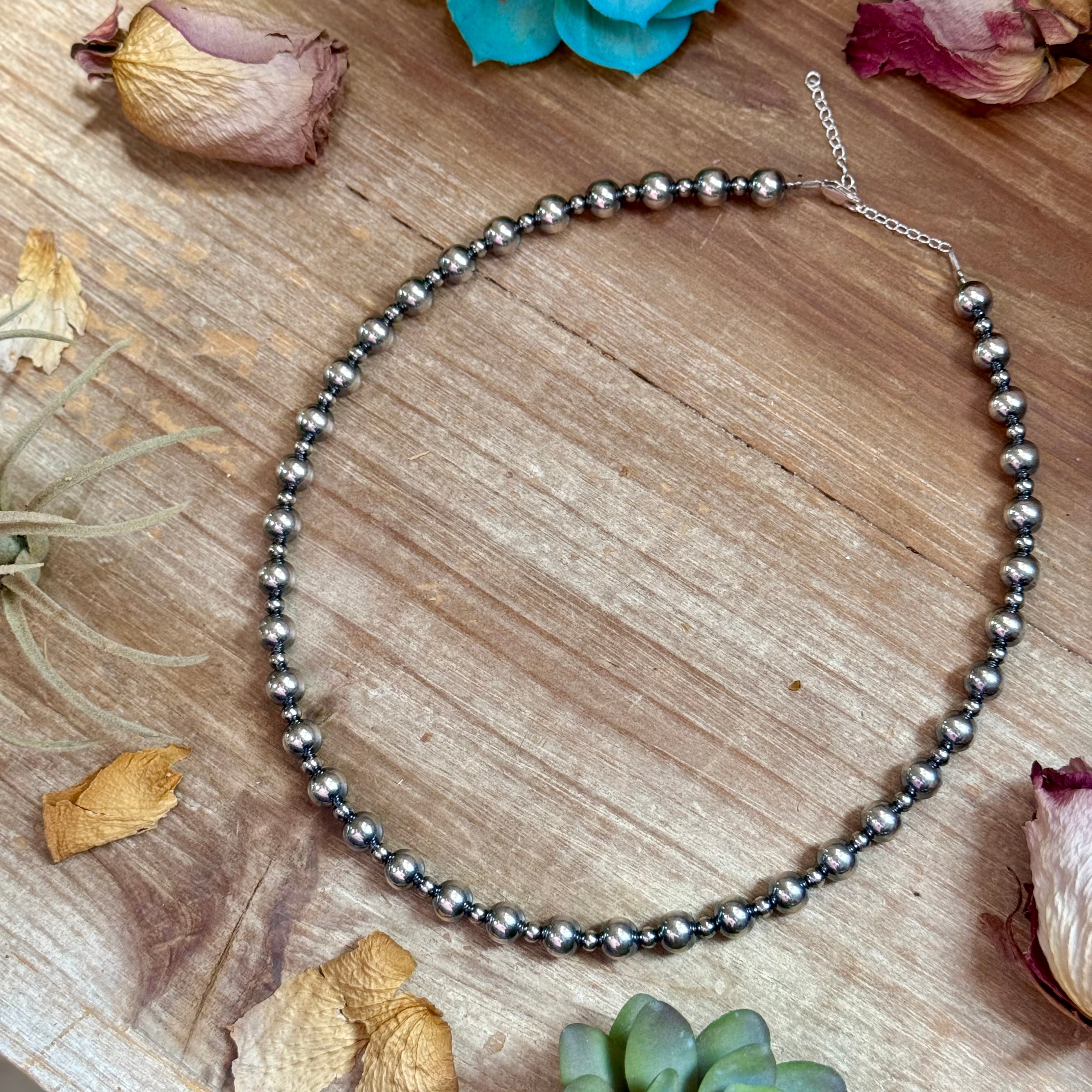 18-Inch Sterling Silver Pearl Necklace – 4mm & 8mm Alternating Pearls
