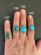 140 - Sterling Silver Kingman Turquoise Medicine Man Eye Stamped Stacking Ring by Jason Ogg