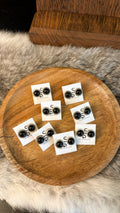 BLACK ONYX STUD EARRINGS BY ESTHER WHITE