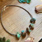 Chunky Green Turquoise Nugget Necklace – 19" Plus Extender