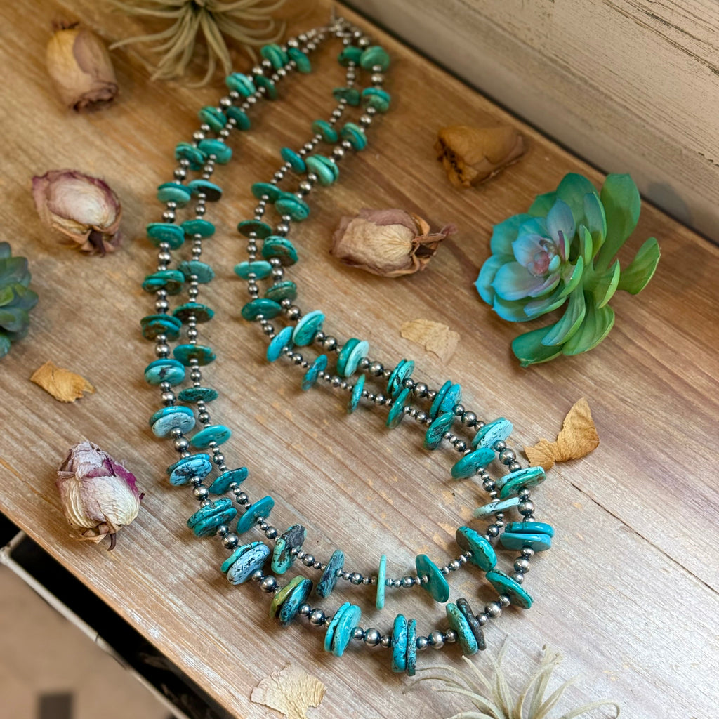 Jaci  Two-Necklace Graduated Blue-Green Turquoise Showstopper Stack