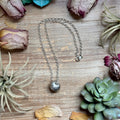 89 - Sterling Silver Desert Wolf Single Ponca Pearl Necklace by Jason Ogg