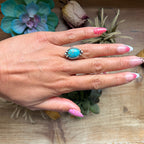 136 - Sterling Silver Blue Ridge Turquoise Medicine Man Eye Stamped Stacking Ring by Jason Ogg