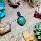 MJ Green Turquoise Sterling Silver Pendant – Free Form Round