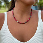 Pink Variscite & Sterling Pearl Necklace 17.5”