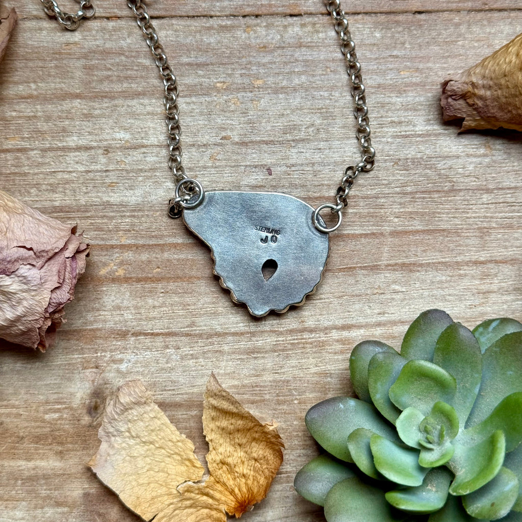 116 - Sterling Silver Orange Spiny Oyster Bear Fixed Chain Necklace by Jason Ogg