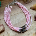 Pink Shell Heishi Necklace  – 15"