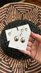 STERLING SILVER LARGE PLAIN OVAL CONCHO EARRINGS